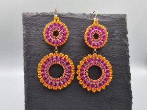 Handgefertigte Statement-Ohrringe „Sunset Vibes“ – leuchtend orange & pink
